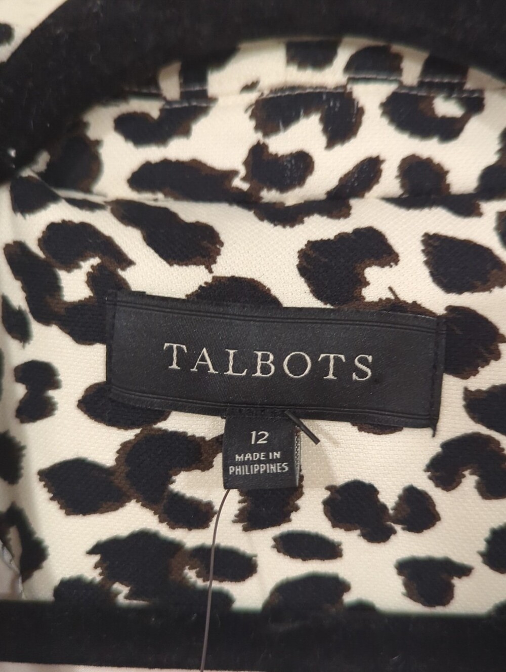 NWT Talbots Cream and White Leopard-Print Blazer Women's 12 Office Chic Animal - Picture 2 of 16